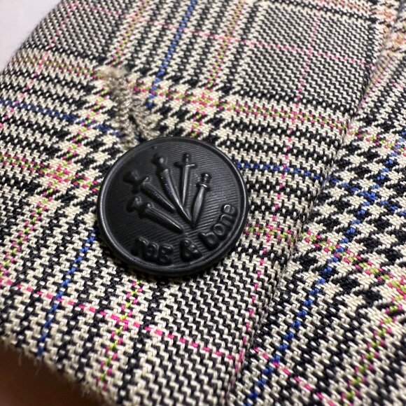 rag & bone | Size 6 | Ridley Plaid Wool Blazer with Leather and Wool Lapel - Picture 2 of 14